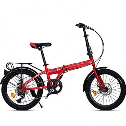 HY-WWK Bicicleta HY-WWK Bicicleta Plegable de 20 Pulgadas Y 7 Velocidades con Pedales Bicicleta Plegable con Bicicleta Extraíble de Gran Capacidad Bicicleta de Ciudad Bicicleta Liviana para Adolescentes Y Adultos, Roj