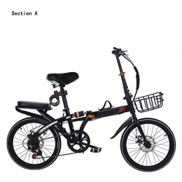HY-WWK Plegables HY-WWK Bicicletas Plegables para Adultos, Freno de Doble Disco Bicicleta de Estudiante Porttil de 20 Pulgadas Cuadro de Acero con Alto Contenido de Carbono Amortiguador Central de 6 Velocidades, Roj