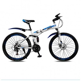 HYCR Bicicleta HYCR Bicicleta Plegable para Adultos de 24 / 26 Pulgadas, Bicicleta de Campo traviesa con Doble amortiguación, Bicicleta Ligera de Velocidad Variable para Estudiantes Masculinos y femeninos-blue-24inch