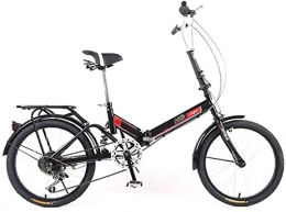 HYLK Bicicleta HYLK Bicicleta de Velocidad variableplegablepara Adultos de 20pulgadas, Amortiguador de Velocidad Variable, bicicletaportátil, Viajero, Negro, Seis velocidades