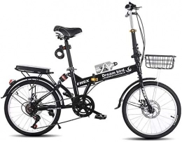 HYLK Bicicleta HYLK Bicicletaplegable de 20pulgadaspara Hombres y Mujeres, Velocidad Variable, absorción de Impactos, Freno de Disco, bicicletapara Adultos, Bicicleta Ligera (Negro)