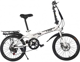 HYLK Plegables HYLK Bicicletaplegable de Velocidad Variable de 20pulgadas, bicicletapara Adultos con Frenos de Disco Dobles, Viaje de conducción al Aire Libre Todoterreno de Acero al Carbono con Cola Suave (Blanco)