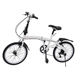 Jadeblanc Bicicleta plegable para adultos de 20 pulgadas, 7 velocidades, doble freno en V, altura ajustable, bicicleta plegable, camping, ciudad, regalo, color blanco