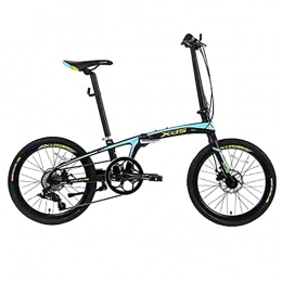 JAJU Bicicletas Plegables portátiles, 20"Adultos Unisex 8 velocidades Freno de Disco Doble Bicicleta Plegable Ligera, Aleación de Aluminio Bicicleta portátil Ligera
