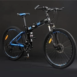 JANXLE Bicicleta de montaña Todoterreno Plegable para Adultos de 24/26 Pulgadas, Bicicleta de Estudiante Masculina y Femenina de Velocidad Variable 24/27 (Blue 27)