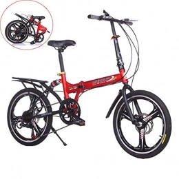JI TA Plegables JI TA Bicicleta Plegable De 20 Pulgadas De Aluminio para Unisex Adultos, Niños, Viaje Urban Bici Ajustables Manillar Y Confort Sillin, Capacidad 120kg / Red