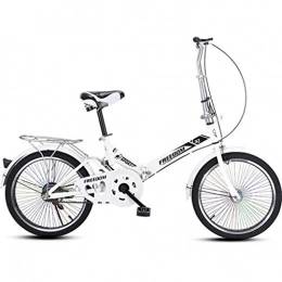 JINDAO Bicicleta JINDAO Bicicletas plegables de 20 pulgadas, mini portátil para estudiantes plegable para hombres y mujeres, bicicleta plegable ligera, absorción de golpes, ruedas coloridas (color blanco)