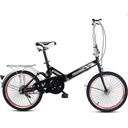 JINDAO Bicicleta JINDAO Bicicletas plegables de 20 pulgadas, mini portátil para estudiantes plegable para hombres y mujeres, bicicleta plegable ligera, absorción de golpes, ruedas coloridas (color negro)