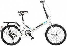 JIZHENG Bicicleta Plegable de 20 Pulgadas Mini portátil para Estudiantes Equipo cómodo para Hombres y Mujeres Bicicleta Plegable absorción de Impactos Bicicleta absorción de Impactos (Blanco)