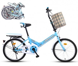 Jjwwhh Bicicleta Jjwwhh Bicicletas Plegables De 16 / 20 Pulgadas para Mujer, Marco De Acero De Alto Carbono, Doble Suspensin Ligera Bicicleta Plegable Urbana para Estudiante Unisex / Bule / 20in
