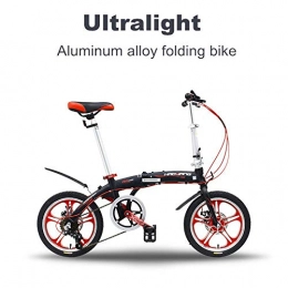 JKC Bicicleta JKC Lightweight Alloy Folding City Bike, 16 pulgadas con 6 velocidades de doble disco de freno plegable, mini bicicletas, peso neto 12 kg, capacidad de carga 100 kg