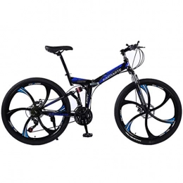 JLASD Plegables JLASD Bicicleta Montaa MTB / Bicicletas 26 '' Plegable Rueda del Carbn del Marco De Acero 21 / 24 / 27 Plazos De Envo del Freno De Disco De Doble Suspensin (Color : Blue, Size : 24speed)