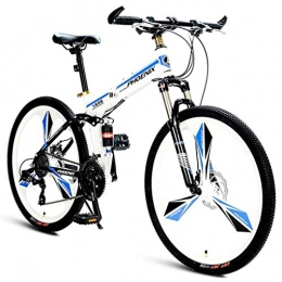 JLASD Plegables JLASD Bicicleta Montaña Bicicleta De Montaña, 26 Pulgadas Plegable Bicicletas 27 Plazos De Envío MTB Marco Ligero De Aleación De Aluminio De La Suspensión del Freno De Disco Completa (Color : Blue)