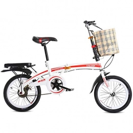 JTYX Bicicleta JTYX Bicicleta Plegable de 20 Pulgadas Adulto Ligero Compacto Portátil Mujeres Hombres Bicicleta Plegable Estudiante Niños Mini Bicicleta con Cesta y Asiento Trasero