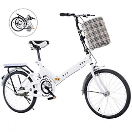 JTYX Bicicleta JTYX Bicicleta Plegable portátil para Mujeres Hombres Mini Bicicleta Plegable de Trabajo para Estudiantes Niños Bicicletas portátiles ultraligeras con Cesta, 20 Pulgadas