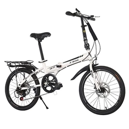 JYCCH Bicicleta Plegable de Acero al Carbono de 20 Pulgadas, Bicicletas para Adultos para Hombres y Mujeres, Freno de Disco Doble (Blanco)