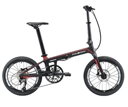 KABON Plegables KABON Bicicleta Plegable, Bicicleta de Carbono Plegable de 20" con Cuadro de Fibra de Carbono y Cambiador Shimano Altus SL-M2000 9-Velocidades Bicicleta de Ciudad Ligera para Unisex-Adulto (Rojo)
