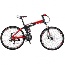 KAMELUN Bicicleta de Montaña, 24 Pulgadas Plegable Bicicleta De Montaña para Adultos Bicicleta Plegable de Alta Velocidad de Acero al Carbono de Doble Absorción De Impacto Bicicleta,Rojo