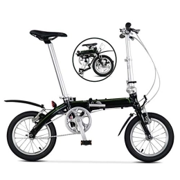 KJHGMNB Bicicletas Plegables, Bicicletas Plegables de 14 Pulgadas Ultra-Ligero de aleación de Aluminio portátil Coche para Estudiantes Adultos, no es Necesario Instalar, Negro