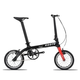 KOOTU Plegables KOOTU Bicicleta Plegable de Fibra de Carbono Rueda de 14 Pulgadas Bicicleta de Estudiante Bicicleta Plegable de un Toque 6, 7 Kg Mini Bicicleta de una Velocidad con Timbre