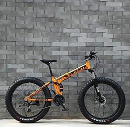 KRXLL Plegables KRXLL Fat Tire Bicicleta de montaña para Adultos Bicicleta de Doble Disco / Cruiser Bicicletas Playa Moto de Nieve Bicicleta Ruedas de aleación de Aluminio de 24 Pulgadas-Naranja_21 velocidades