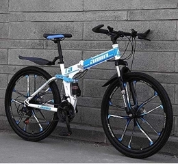 KRXLL Bicicleta KRXLL Mountain Bike Bicicletas Plegables 26In Freno de Doble Disco de 21 velocidades Suspensión Completa Antideslizante Suspensión de Cuadro Ligero Horquilla-Azul