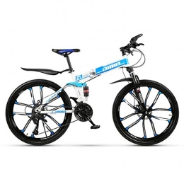KXDLR Bicicleta KXDLR Bici De Montaa Plegable 27 Full Speed MTB Suspension Daul del Freno De Disco De Bicicletas De 26" Unisex, Azul