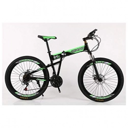 KXDLR Bicicleta KXDLR Bici de montaña Plegable 21-30 Velocidades de Bicicletas Tenedor de suspensin MTB Marco Plegable 26" Ruedas con Frenos de Doble Disco, Verde, 24 Speed