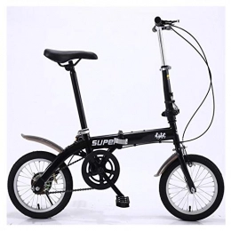 KXDLR Bicicleta KXDLR Bicicleta Plegable De 14 Pulgadas, Cuadro De Aluminio Ligero, Bicicleta Compacta Plegable con Frenos Estilo V Y Cubierta Resistente Al Desgaste para Adultos, Negro