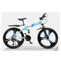 KXDLR Bicicleta KXDLR Bicicleta Plegable De 27 Montaña De La Velocidad De La Bici De 26 Pulgadas De 3 Radios De Ruedas Dobles Suspensión De Doble Freno De Disco De Bicicletas Plegables, Azul