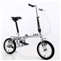 KXDLR Bicicleta KXDLR Bicicleta Plegable, Ideal para Montar A Caballo De La Ciudad, Estructura Ligera De Aluminio, Guardabarros Delantero Y Trasero Y V-Estilo Brakes14 Pulgadas Ruedas, Plata