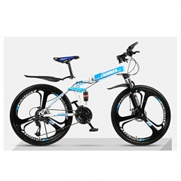 KXDLR Plegables KXDLR Plegable Bicicleta De Montaa 27 Velocidad De Doble Suspensin De Bicicleta De 26 Pulgadas MTB Frenos De Disco para Hombre Dual, Azul