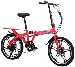 L.HPT Bicicleta L.HPT Bicicleta Plegable de 20 Pulgadas - Absorción de Choque Frenos de Doble Disco Cambio de una Rueda Estudiantes Masculinos y Femeninos Bicicleta para Adultos, Negro (Color: Rojo)