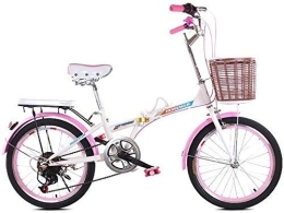 L.HPT Plegables L.HPT Cambio de Bicicleta Plegable de 20 Pulgadas - Bicicleta amortiguadora para Hombres y Mujeres - Cambio de Bicicleta Plegable con Doble Disco de Freno - Bicicleta para Adultos, Azul (Color: Rosa)