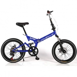LHLCG Plegables LHLCG 20 Pulgadas Plegable Bicicleta Velocidad de aleacin de Aluminio Freno de Disco Amortiguador Delantero bifurcacin, Blue