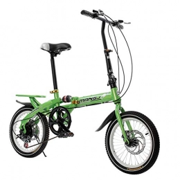 LHLCG Plegables LHLCG Bicicleta Plegable de 16 Pulgadas, 6 velocidades, diseo de liberacin rpida, Freno de Disco, Amortiguador, Green