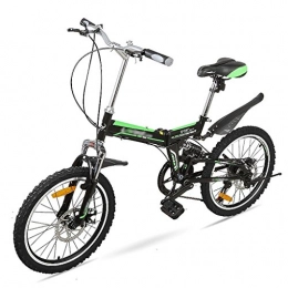 LI SHI XIANG SHOP Plegables LI SHI XIANG SHOP Bicicleta Plegable 20 Pulgadas Estudiante Bicicleta de montaña para Adultos Freno de Disco Bicicleta de Velocidad (Color : Black Green)