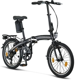 Licorne Bike Bicicleta Licorne Bike Phoenix - Bicicleta plegable de aluminio de 20 pulgadas, para hombre y mujer, 7 velocidades, marco de aluminio, cubierta, StVZO, luz delantera y trasera (negro y dorado)