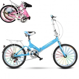 LIfav Plegables LIfav Plegable Bicicletas, Adulto De Luz Individual Velocidad Portátil Hombres Y Mujeres Bicicletas Amortiguador De Bicicletas para Niños Plegable, 20Inch, Azul