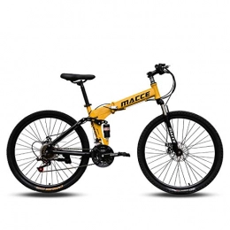 LIKEJJ Bicicleta LIKEJJ Bicicleta de montaña plegable deportiva / bicicleta de montaña / fitness al aire libre / ciclismo de ocio 24 / 26 pulgadas radios amarillo, color Cambio de 27 niveles, tamaño 61 cm
