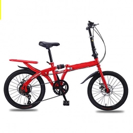 LinGo Plegables LinGo Bicicleta plegable 20 Pulgadas Bicicleta Portátil Velocidad Variable Bicicleta Urbana para Estudiantes Adultos de la Ciudad Doble Freno de Disco Bike No Requiere Instalación, Rojo