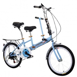 Liqiqi Tandem - Bicicleta plegable para padres e hijas, velocidad variable para la familia, Tandem, para playa, viajes, vacaciones (azul)