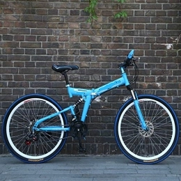 Liutao Plegables liutao Bicicleta de montaña de 26 pulgadas, 21 velocidades, bicicleta de montaña plegable, doble disco, bicicleta de montaña plegable, apta para adultos 26" F azul cielo