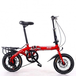 LKAIBIN Bicicleta de Cross Country de Lkiibin Deportes al aire libre, plegable, macho y hembra, bicicleta pequeña, 16 pulgadas, 6 speed con amortiguador y doble disco de freno, estudiante de bicicleta