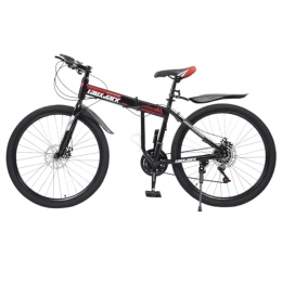 LNINNERY Plegables LNINNERY Bicicleta plegable de montaña de 26 pulgadas, 21 marchas, plegable, para adultos, para excursiones al aire libre, camping, color negro y rojo