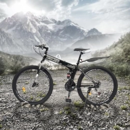 LOYEMAADE Bicicleta LOYEMAADE Bicicleta de montaña plegable de 26 pulgadas, unisex, con frenos de disco de 21 velocidades, con horquilla delantera con suspensión