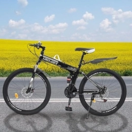 LOYEMAADE Bicicleta LOYEMAADE Bicicleta de montaña unisex de 26 pulgadas con frenos de disco de 21 velocidades, Plegable con horquilla delantera con suspensión, Amortiguador trasero