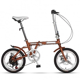 LPsweet Bicicleta LPsweet Bicicleta Plegable, 16 Pulgadas Ajustable Plegable Acero Al Carbono De Alta Bicicleta Compacta para Adultos Estudiantes Hombres Y Mujeres Actividades Al Aire Libre, Marrón