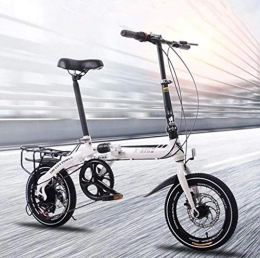 LQ&XL 16 Pulgadas Plegable De Aluminio Bicicleta De Paseo Mujer Bici Plegable Adulto Ligera Unisex Folding Bike Manillar Y Sillin Confort Ajustables,7 Velocidad,Capacidad 120kg / Blanco / 16in
