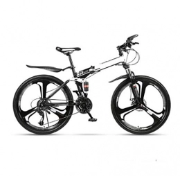 LQ&XL Plegables LQ&XL Bicicleta de Montaña Plegable, MTB Bici para Hombre y Mujerc, 24 Pulgadas 26 Pulgadas, Bicicleta Adulto con Doble Freno Disco, 30 Velocidades / White / 26